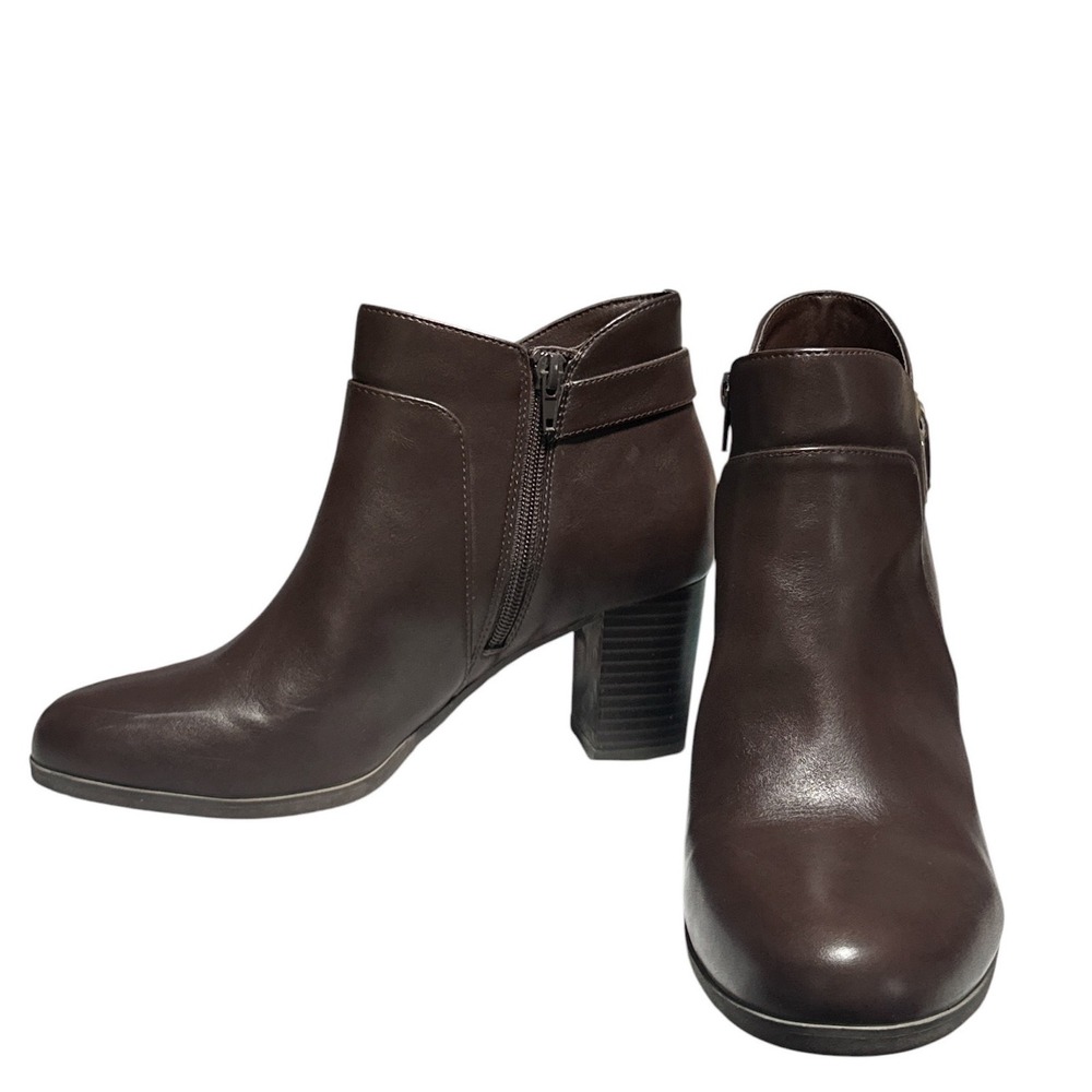 Giani Bernini Artemyssp Brown Ankle Boots Block Heel Side Zip Womens 9M